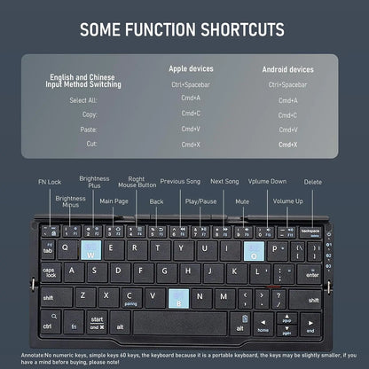 Teclado plegable Jomaa Bluetooth recargable para portátil, iPad y teléfono, mini teclado plegable portátil