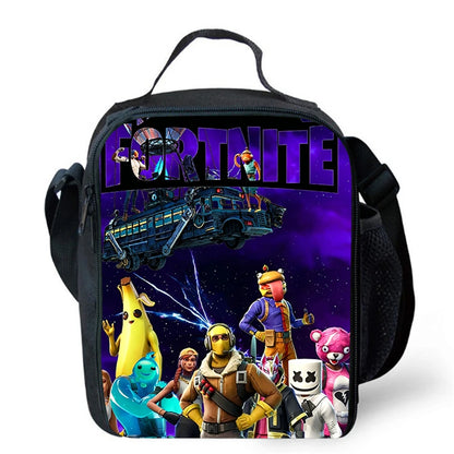Cartoon FORTNITE Insulated Cooler Lunch Bag, Cute Portable Lightweight Picnic Bag for Boys & Girls Ages 5-10, Kids Daily Food Bag