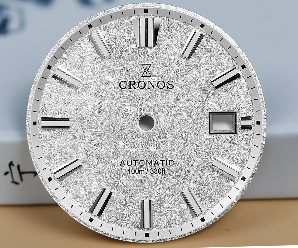 Cronos Men's Watch 39mm Automatic Wristwatch White Dial Solid Links Sapphire 10 ATM L6037M