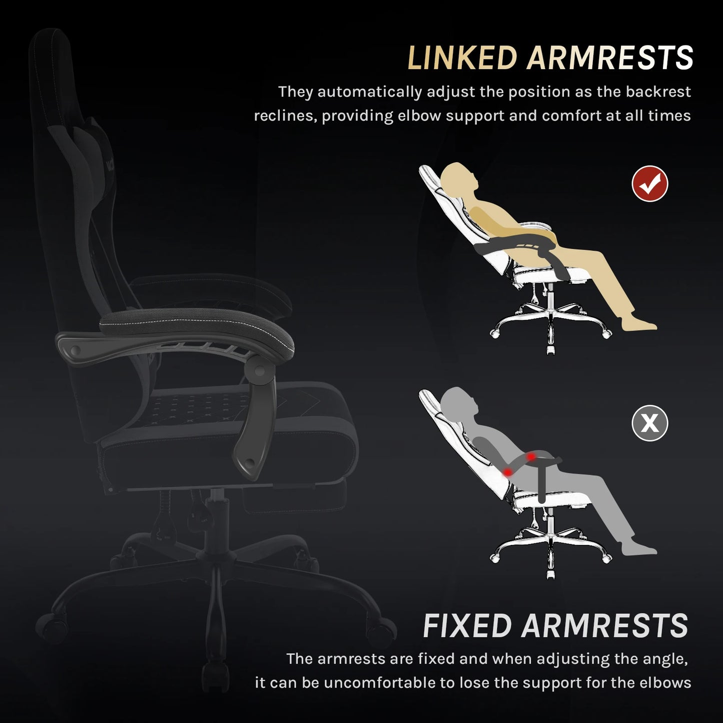 WOLTU Massage Gaming Chair Ergonomic Gamer Chair with Footrest, Lumbar Support, Adjustable Headrest, Swivel Computer Office Chair