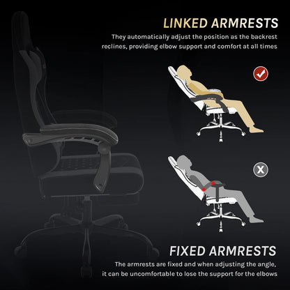 WOLTU Massage Gaming Chair Ergonomic Gamer Chair with Footrest, Lumbar Support, Adjustable Headrest, Swivel Computer Office Chair