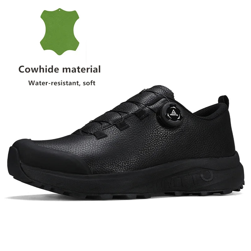 Zapatos de cuero HUMTTO para hombre, calzado deportivo de invierno para camping y actividades al aire libre, botas de trekking transpirables, zapatillas de senderismo antideslizantes para hombre