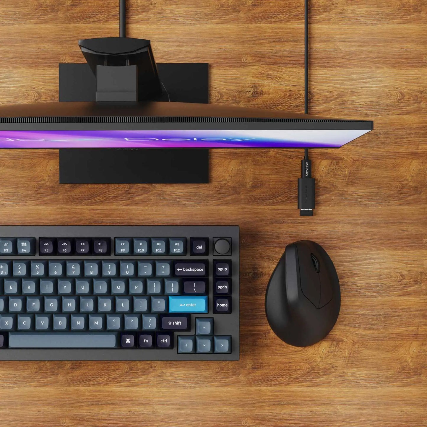 Rato Ergonómico Sem Fios Keychron M5 Ótico com Taxa de Polling 8K, 2.4GHz e Bluetooth, USB Type-C, Sensor 3950