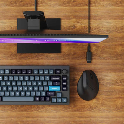 Rato Ergonómico Sem Fios Keychron M5 Ótico com Taxa de Polling 8K, 2.4GHz e Bluetooth, USB Type-C, Sensor 3950
