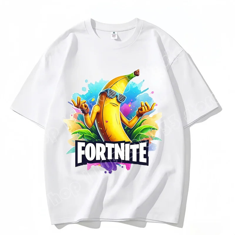 T-shirt Fortnite de gola redonda, unissexo para adulto, moda de dança do jogo, novo, em algodão puro, manga curta, perfeito para uso casual e férias