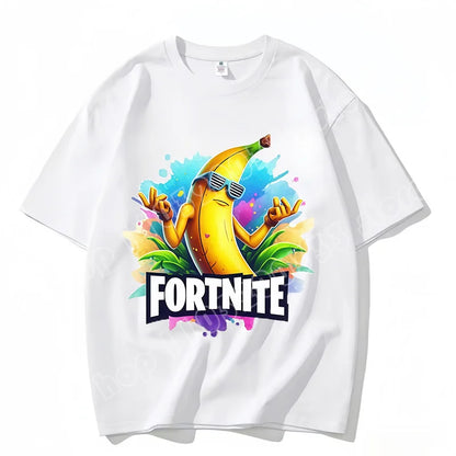 T-shirt Fortnite de gola redonda, unissexo para adulto, moda de dança do jogo, novo, em algodão puro, manga curta, perfeito para uso casual e férias