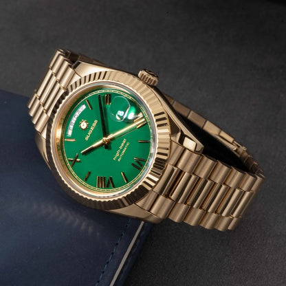Sugess 40mm Men's Watches Automatic Date Mechanical Day Wristwatch Peacock SL3034 Movement Sapphire Waterproof Luxury Retro New