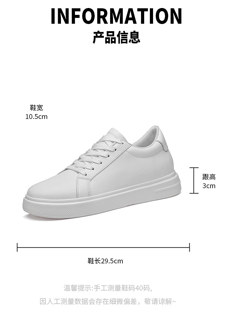 New Men's Sneakers Elevator Shoes Height Increasing Insole 6-10CM High Heels Leather Sport Shoes Men's Shoes
