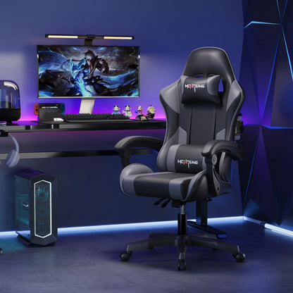 Sedia gaming e-sport ergonomica dal design moderno, con rotazione girevole, ruote e stile avvolgente, per ufficio, casa e postazione computer
