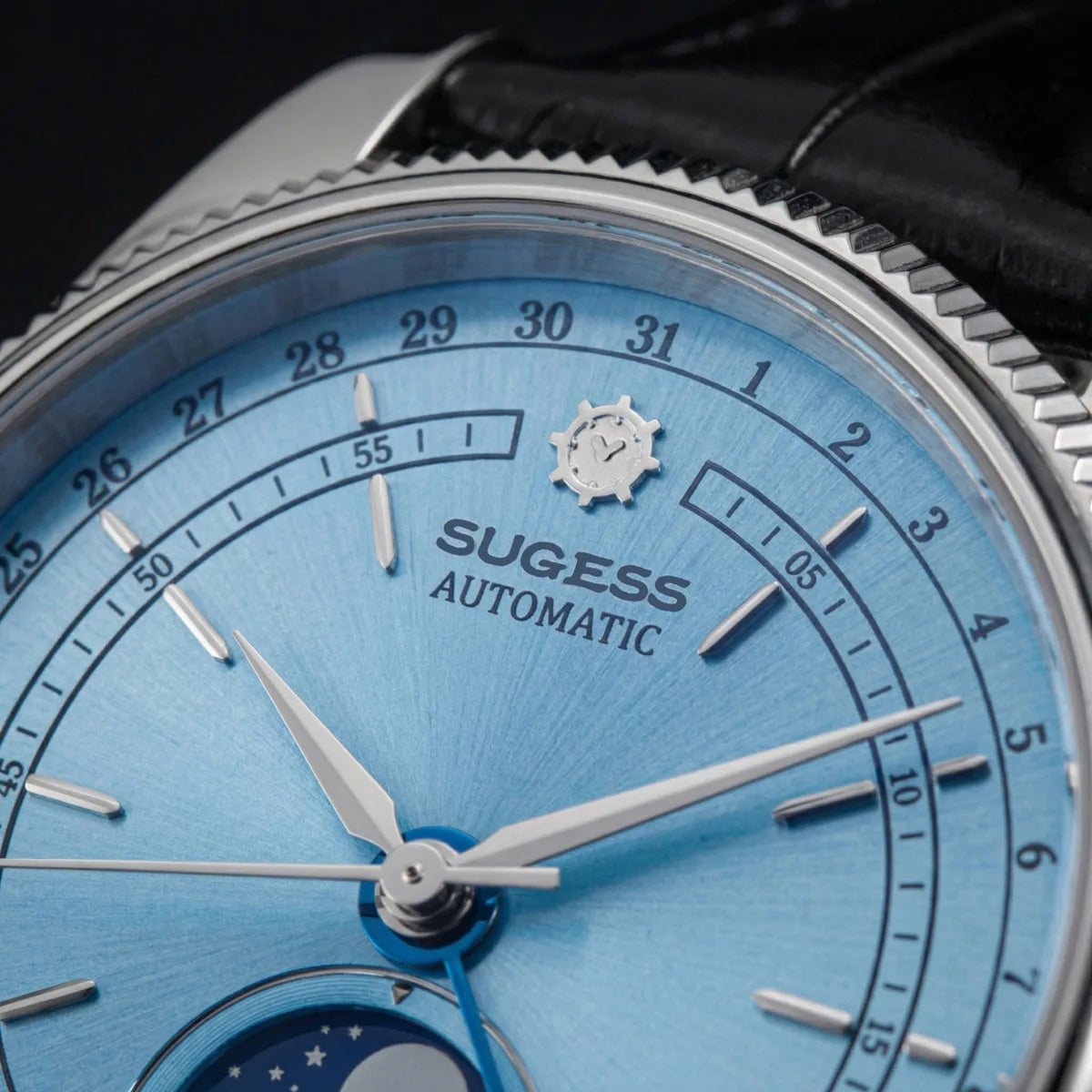 Sugess 40mm Men's Moonphase Automatic ST2108 Movement Sapphire Crystal Mechanical Wristwatch Waterproof Date 2024 New