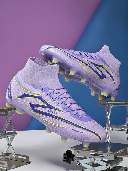 AG/FG Long Studs Soccer Shoes, PU Fabric Mixed Upper, TPU Sole Wear-Resistant Anti-Slip, Men Women Kids Youth Outdoor Sports