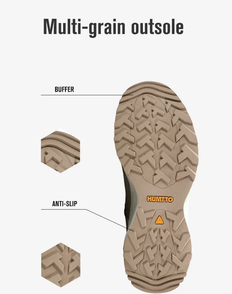 Zapatos de cuero HUMTTO para hombre, calzado deportivo de invierno para camping y actividades al aire libre, botas de trekking transpirables, zapatillas de senderismo antideslizantes para hombre