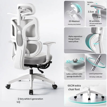 Ergonomic Gaming Chair Office Mesh Chair with 3D Lumbar Support, Adjustable Swivel Desk Chair, E-Sports Racing Chair with Footrest