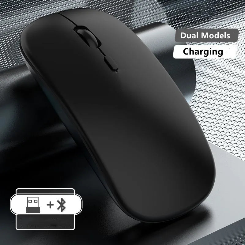 Mouse wireless ricaricabile a doppia modalità Bluetooth compatibile e 2.4G USB per computer, laptop, iPad, tablet e notebook, mouse da gaming