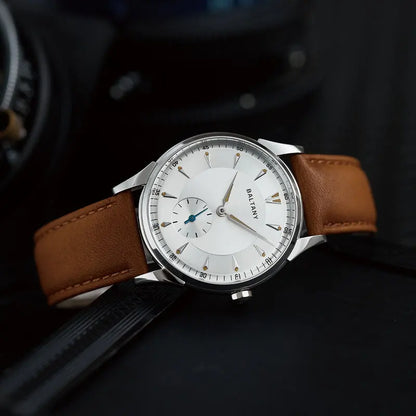 Baltany Men Automatic Watch 38.5mm Pilot Manual Winding Mechanical Wristwatch Sapphire 5ATM Small Second Dial ST1701 ST1700