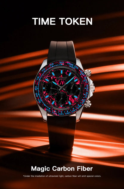 Carbon Fibre Luminous 40mm Automatic Watch Sporty Style 100m Waterproof Diver Watches automatic Men Watch multi-functional
