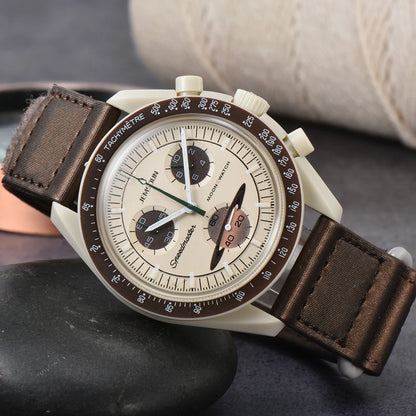 Original Brand Quartz Watches Multifunction Plastic Case Moonwatch For Mens Ladies Chronograph Explore Planet AAA Clocks