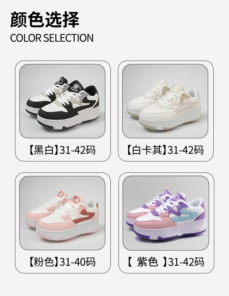 Children's Outdoor Sports Roller Skates Shoes Single Row Wheel Kids Sliding Shoes Four-Wheel for Boys and Girls