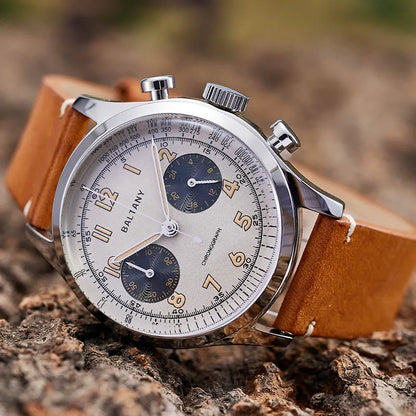 Baltany S5034 39mm Chronograph Watch Man Sapphire Crystal Panda Dial StainlessSteel Super Luminous Vintage Quartz Wristwatches