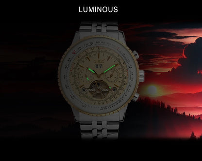 Jaragar 50MM Automatic Mechanical Watch for Men,Multifunctional,Date Month Week Display,3ATM Waterproof,Business Casual Style