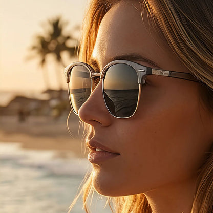 Polarized Sunglass Men Lenses Semi Rimless Vintage Retro Sunglasses Women Trendy Vacation Fashion Glasses Gafas De Sol Hombre