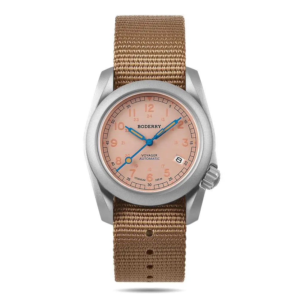 BODERRY Men Automatic Watch 40MM Titanium Pilot Sport Mechanical Wristwatch 100m Waterproof Sapphire C3 Luminous NH35