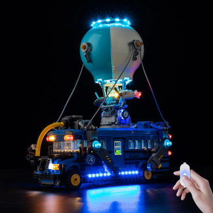 Conjunto de iluminação LED sem modelo, compatível com blocos de construção LEGO Fortnite Battle Bus 77073