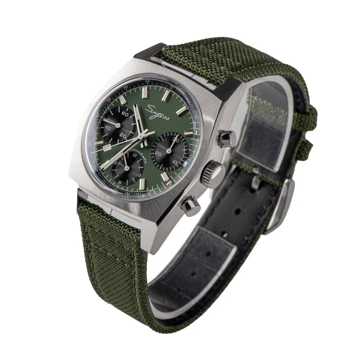 Sugess 37mm Men's Pilot Watches Original ST19 Chronograph Swanneck Mechanical Wristwatches Dome Sapphire Crystal Force Army 2024