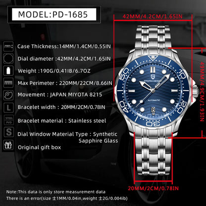 2026 New PAGANI DESIGN Wave Men Mechanical watch Luxury Automatic Watch for men NH35 Sapphire crystal Dive wristwatch clock man