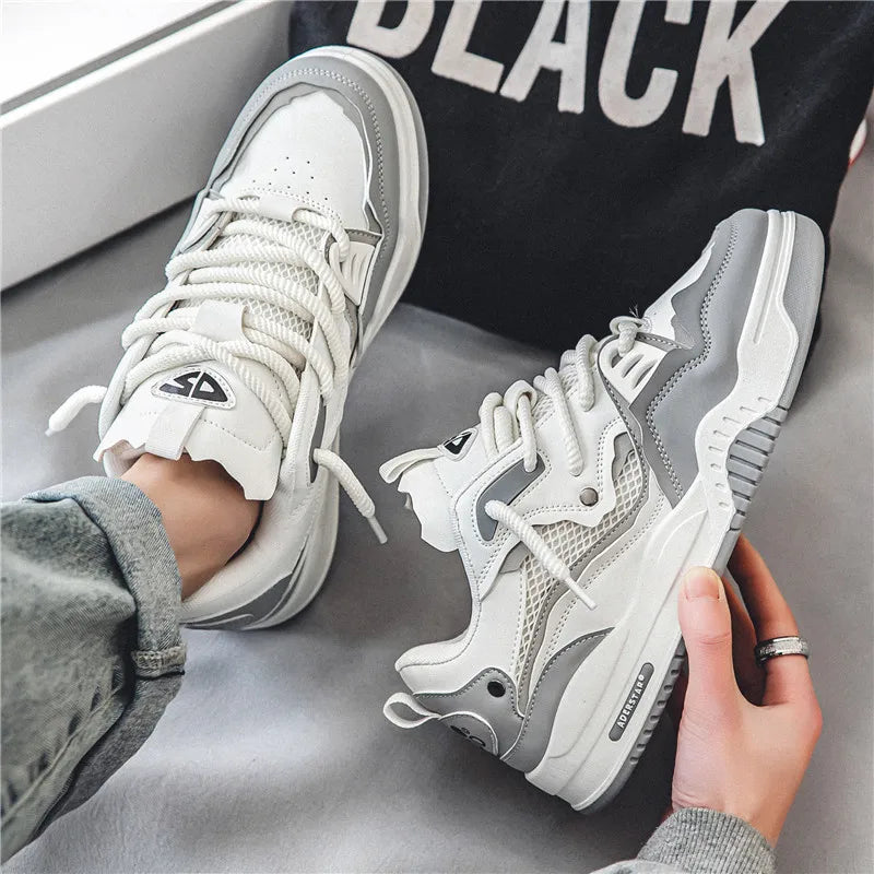 Zapatillas casual de malla para hombre, cómodas zapatillas de running masculinas con cordones, zapatos de skate con plataforma para hombre, zapatillas deportivas para estudiantes