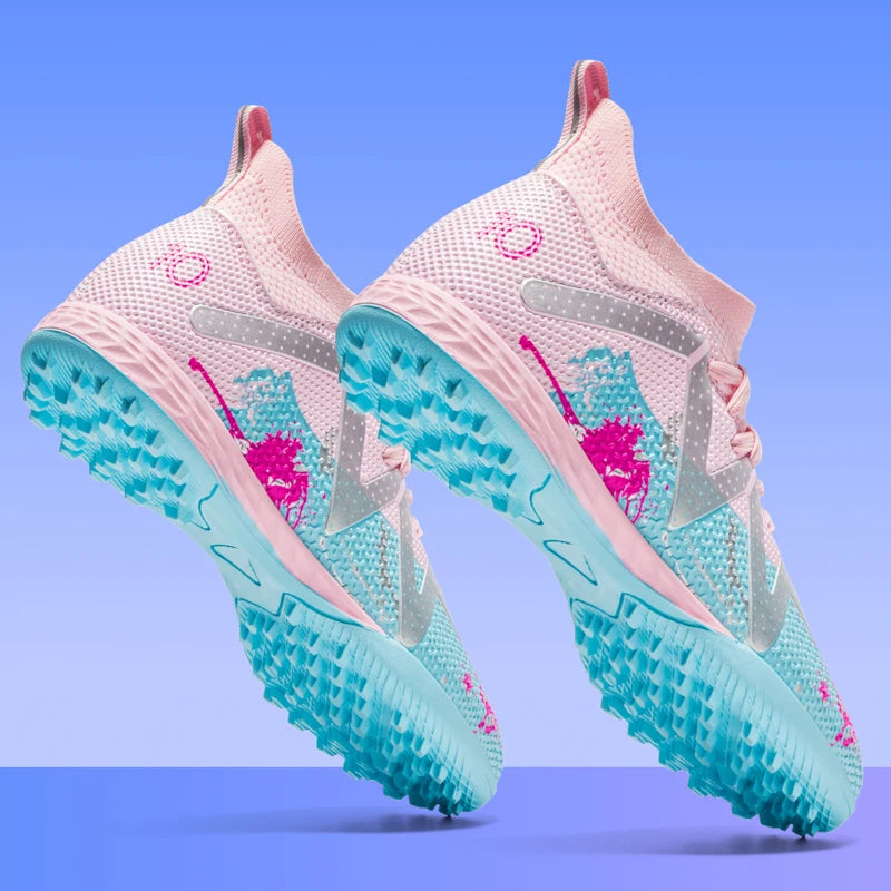 Professional Soccer Shoes TF Broken Nail Teenagers Durable Looking High Tops Training Shoes Adult Outdoors Non-Slip Football Shoes