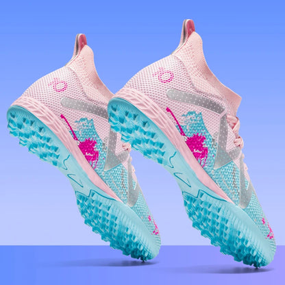 Professional Soccer Shoes TF Broken Nail Teenagers Durable Looking High Tops Training Shoes Adult Outdoors Non-Slip Football Shoes