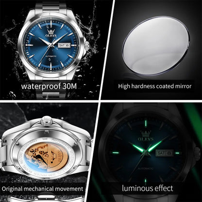 OLEVS Watches Man 7090 Luxury Original Automatic Mechanical Watch Waterproof Large Dial Week Date Watches For Man Gifts New