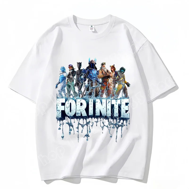 T-shirt Fortnite de gola redonda, unissexo para adulto, moda de dança do jogo, novo, em algodão puro, manga curta, perfeito para uso casual e férias