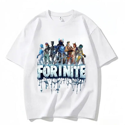 T-shirt Fortnite de gola redonda, unissexo para adulto, moda de dança do jogo, novo, em algodão puro, manga curta, perfeito para uso casual e férias