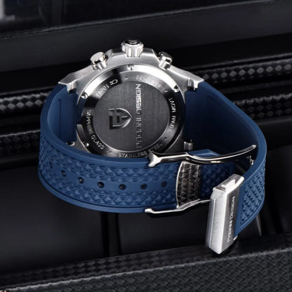 PAGANI DESIGN PD-YS032 Men's Quartz Watch 44mm Japan VK64 Movt Stainless Steel Case Rubber Strap Sapphire Glass 100M Waterproof