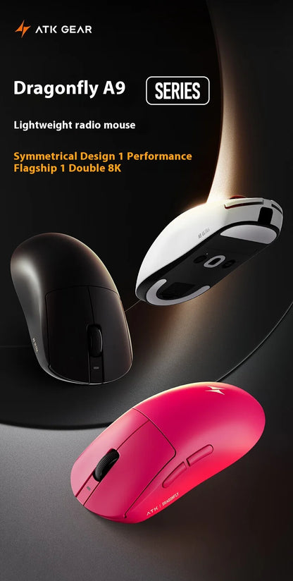 ATK  A9 Plus Gaming Mouse Wireless A9/A9 SE/A9 Pro Tri Mode 8K Gaming Mouse Lightweight A9 Ultimate E-sports PC Gift Customized