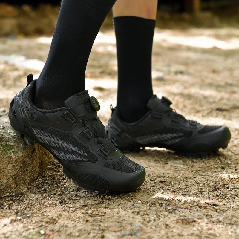 Sapatos de ciclismo MTB para homem e mulher T03 roxos respiráveis, de velocidade, autoblocantes, para ciclismo de estrada, corrida ao ar livre e treino