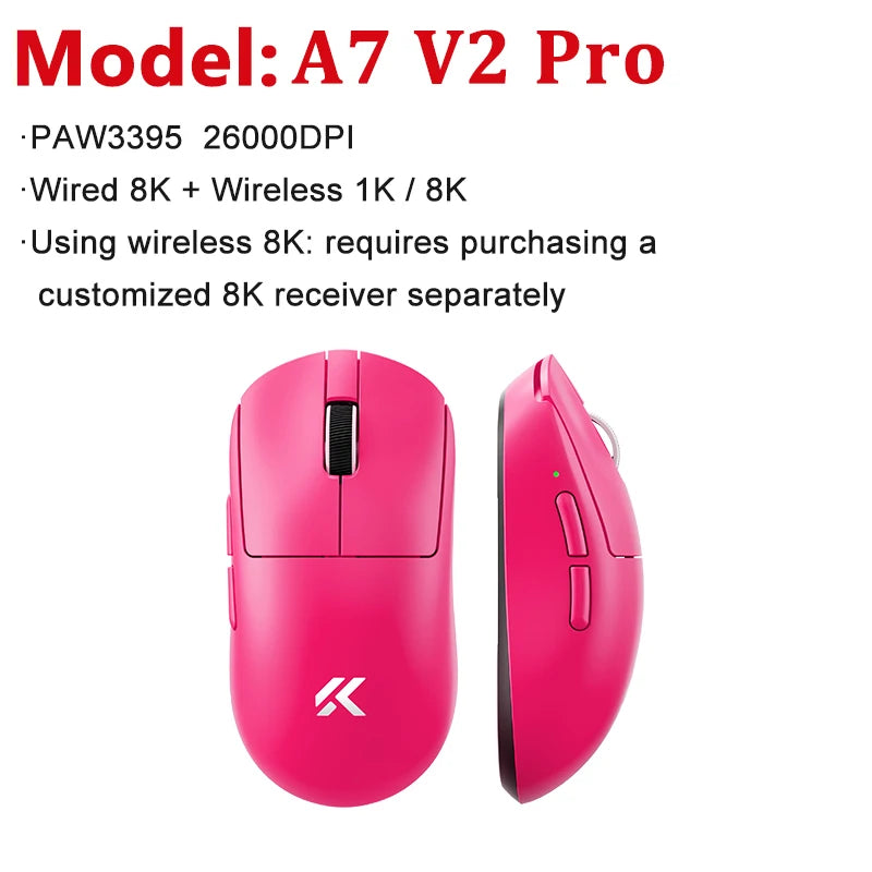 MCHOSE A7 V2 Ultra / Pro Lightweight Wireless Gaming Mouse Dual 8000Hz PAW3950 TI 42000DPI Mice For PC E-sports Gamer