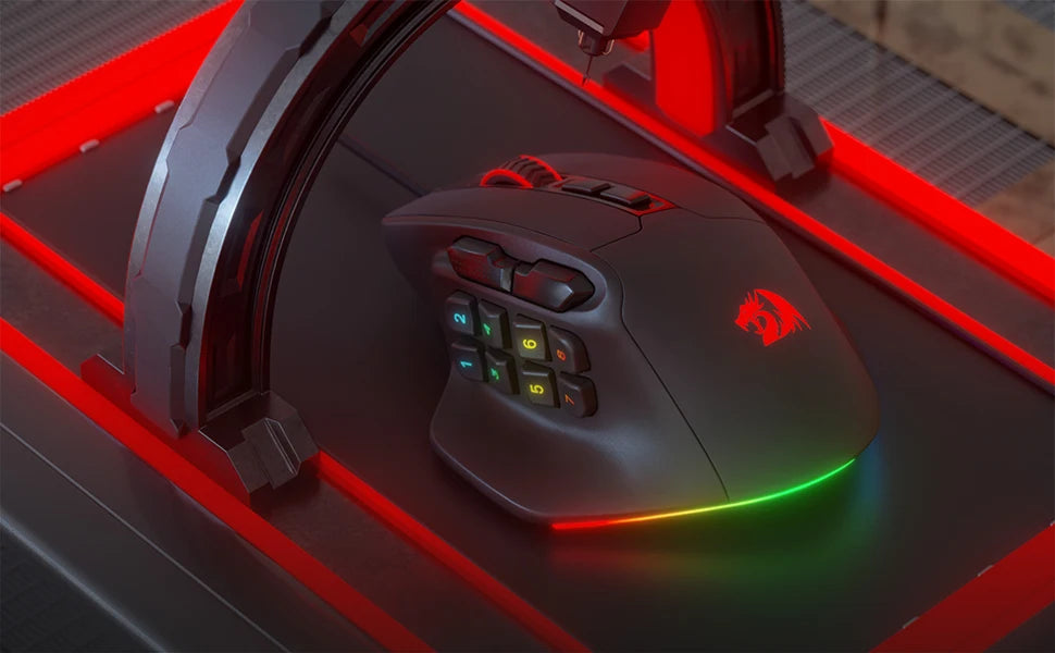 Redragon M811 Aatrox MMO Gaming Mouse, 15 Programmable Buttons Wired RGB Gamer Mouse with Ergonomic Natural Grip Build