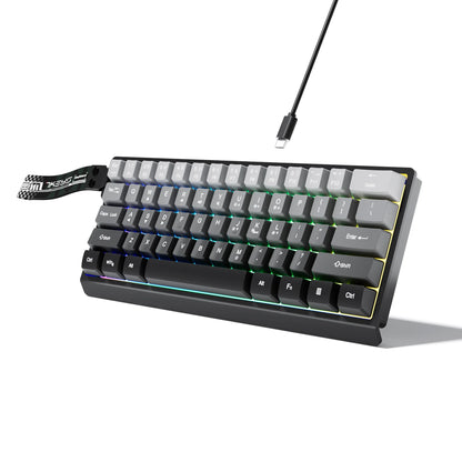 Tastatură cu fir compactă 7KEYS 60%, cu iluminare RGB, capace de taste cu gradient, tastatură de gaming USB pentru PC-uri cu Windows, laptopuri și tablete