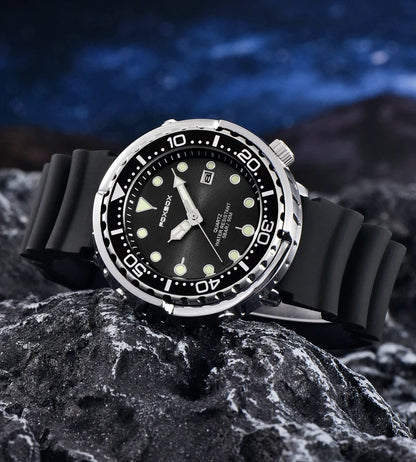 FOXBOX  Top Brand Fashion Diver Watch Men 50ATM Waterproof Date Clock Sport Watches Mens Quartz Wristwatch Relogio Masculino