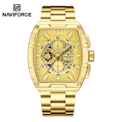 NAVIFORCE Top Brand Men's Watches Luxury Tonneau Quartz Wristwatch Waterproof Chronograph Watch for Men 2025 Auto Date Clock