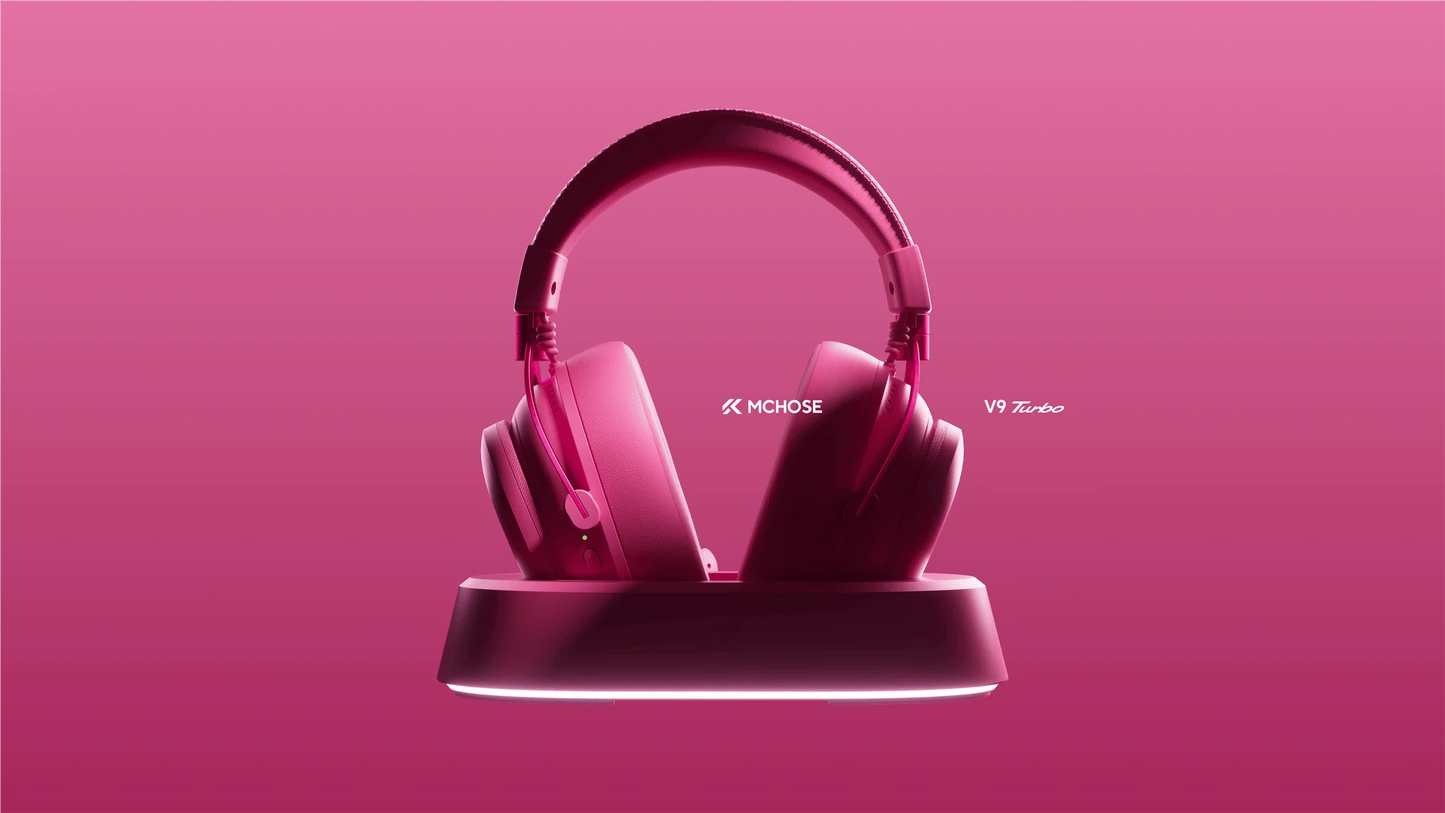 MCHOSE V9 Turbo + Wireless Gaming Headset 60mm 7.1 Surround Sound Professional Esports Headphones With RGB Charging Base