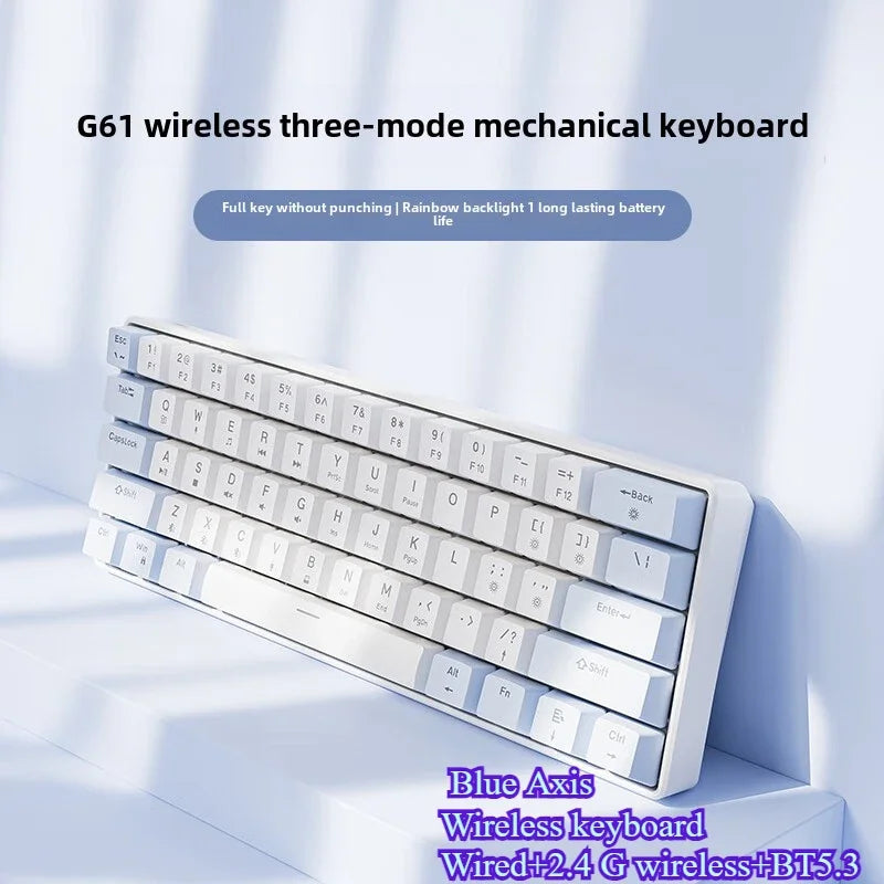 Wired Mechanical Keyboard 60% Gamer Bluetooth Backlit Keyboards for Tablet Mini Ergonomic Key Board White