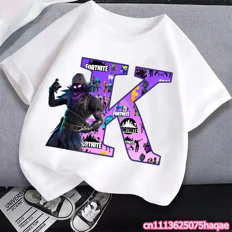 New Fortnites Kids T-shirts Cartoon Letter Graphic T-shirts Boys Girls Summer Casual Sports Short Sleeves Tops Children Clothing