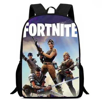 Mochila leve Fortnite Cartoon de 15 polegadas com alças ajustáveis para crianças, saco escolar diário para meninos e meninas dos 5 aos 9 anos