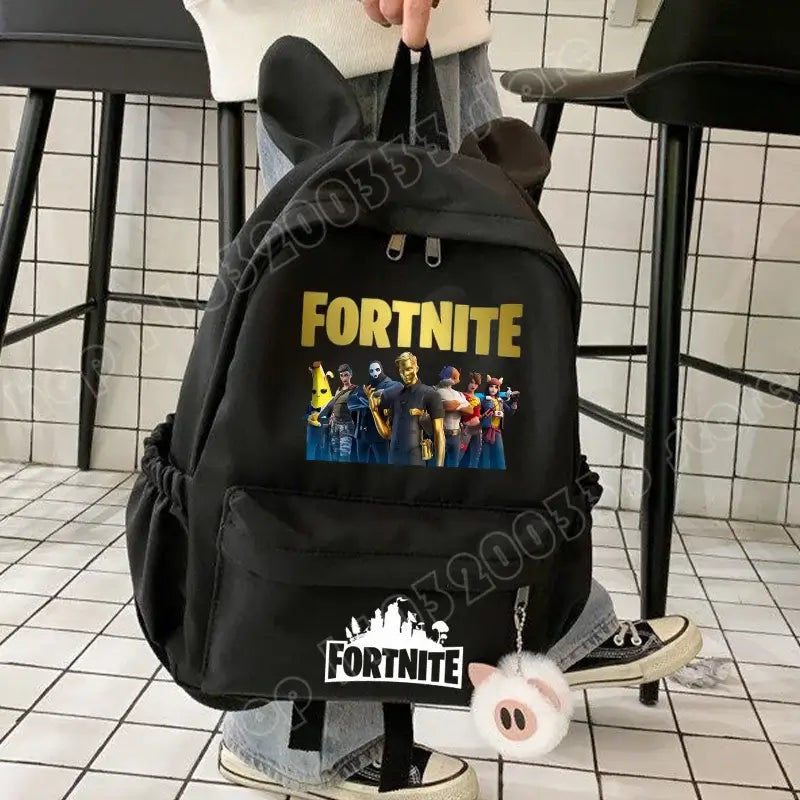 New Fortnite Cartoon Backpack Boy Girl Casual Schoolbag Large Capacity Student Bag Rabbit Ears Travel Backpack Stationary Gift