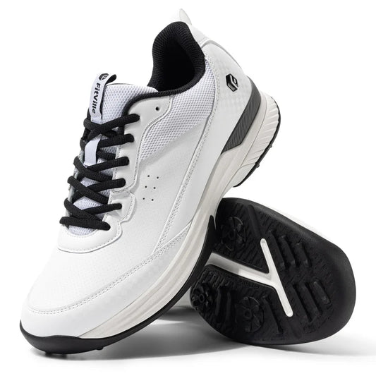 FitVille Wide Design Men's Golf Shoes Professional Outdoor Water Resistant Anti-slip Sport Shoes for Course with Spikes