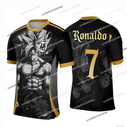 2025 New Arrival Dragon Ball Z Cartoon Kids Short Sleeve Top Super Saiyan Special Production Ronaldo No7 Football Jersey T-shirt